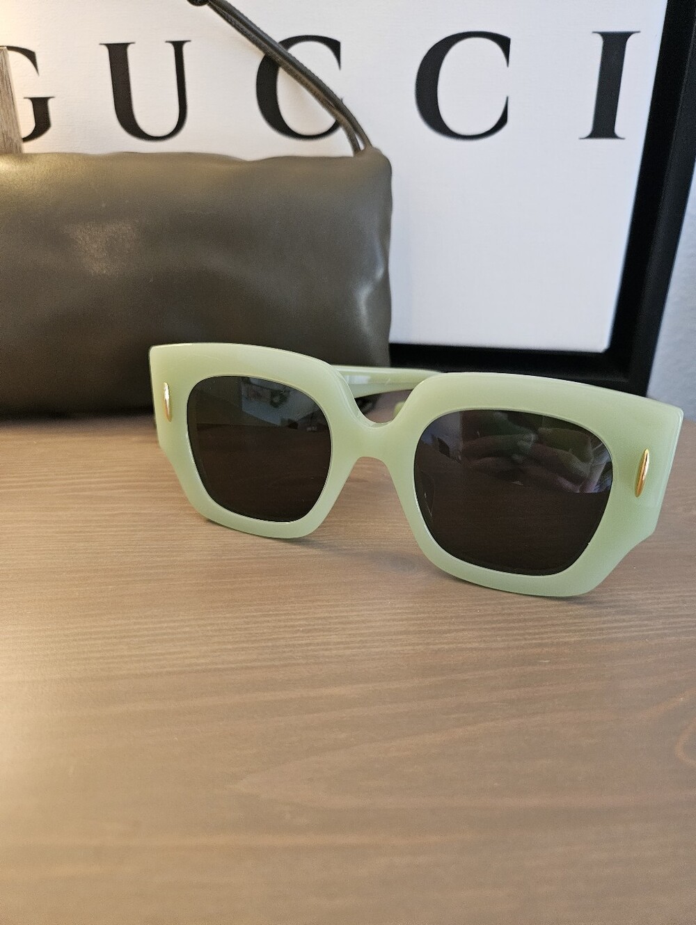 NEW - Loewe Oversized Mint Green And Gold Sunglasses